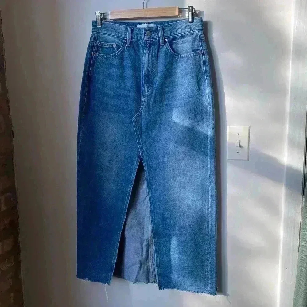 90s Vintage Aritzia Denim Forum Maxi Jean Skirt, Size 28